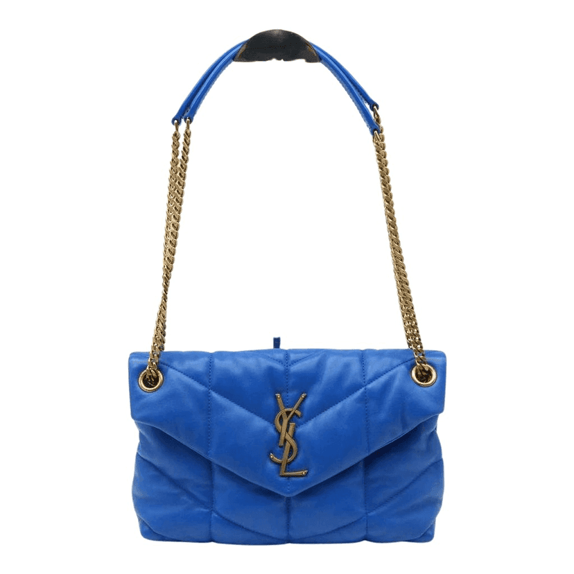Saint Laurent Loulou Blue Quilted Leather Small Shoulder Bag Blue Leather Good condition - Front View