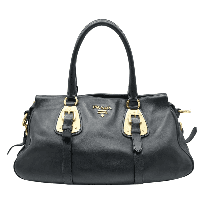 Prada Bauletto Soft Calf Leather Satchel Black Fair condition - Front View