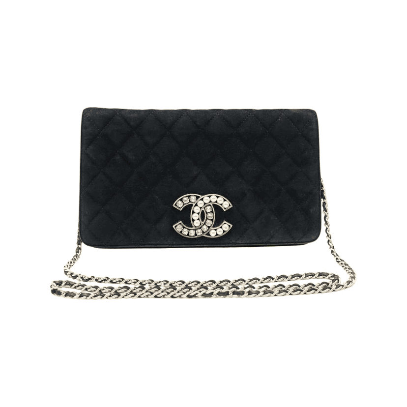 Champion Velvet Pearl & Rhinestone CC Logo 19789951 Black Velvet Fair condition - Front View