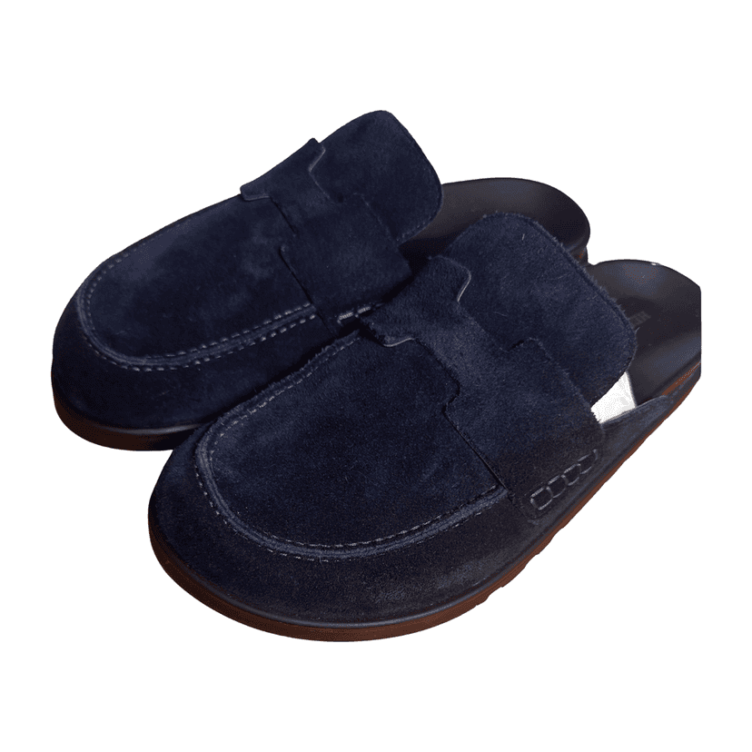 Hermès Go Mules Navy Suede Very good condition - Front View