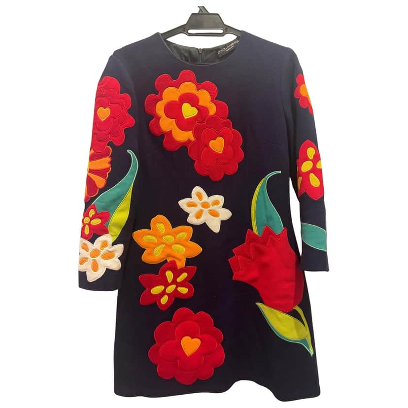 Dolce & Gabbana Dolce Gabanna Wool Dress Blue Wool Never worn - Front View