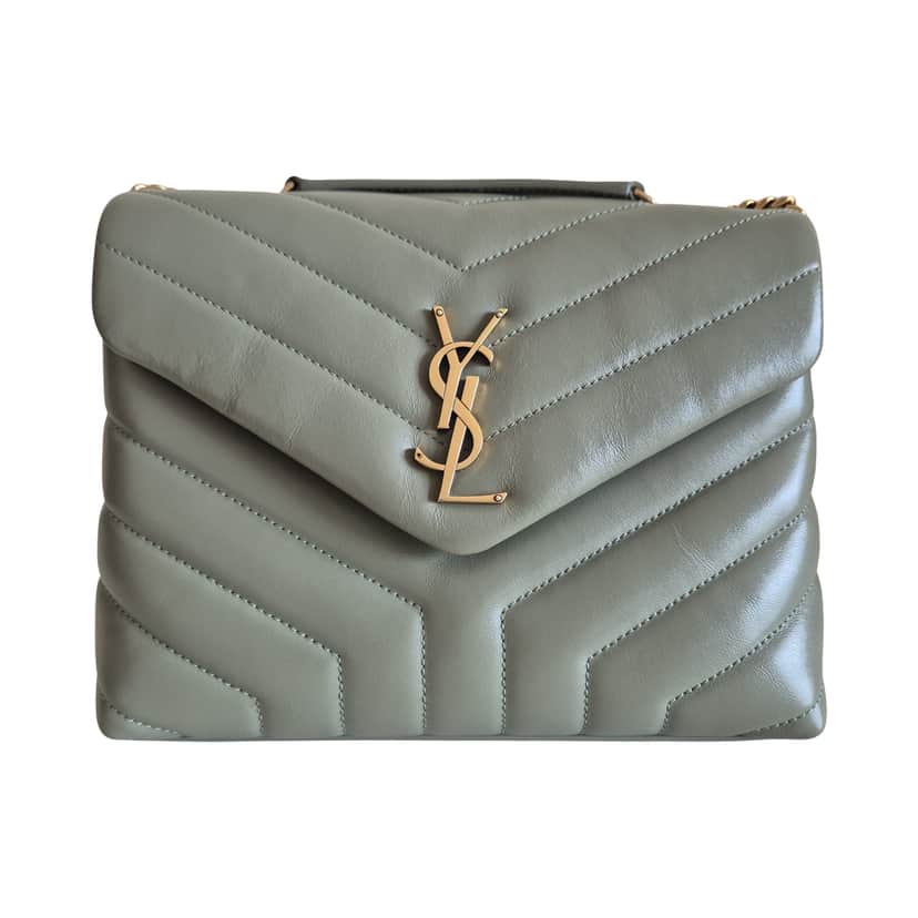 Saint Laurent Small Loulou Shoulder Bag Green Leather Very good condition - Front View