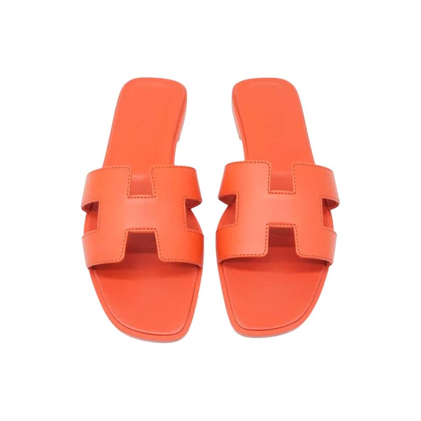 Hermès Oran Sandals Red Size 37.5 Red Leather Very good condition - Front View