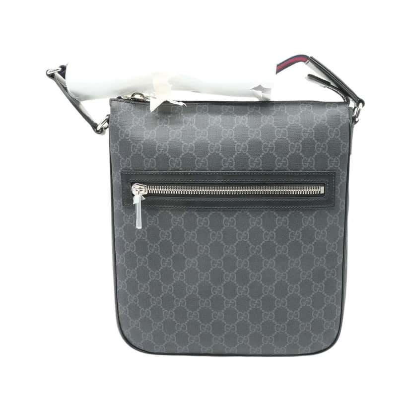 Gucci GG Black Small Messenger Bag Grey Canvas Very good condition - Front View