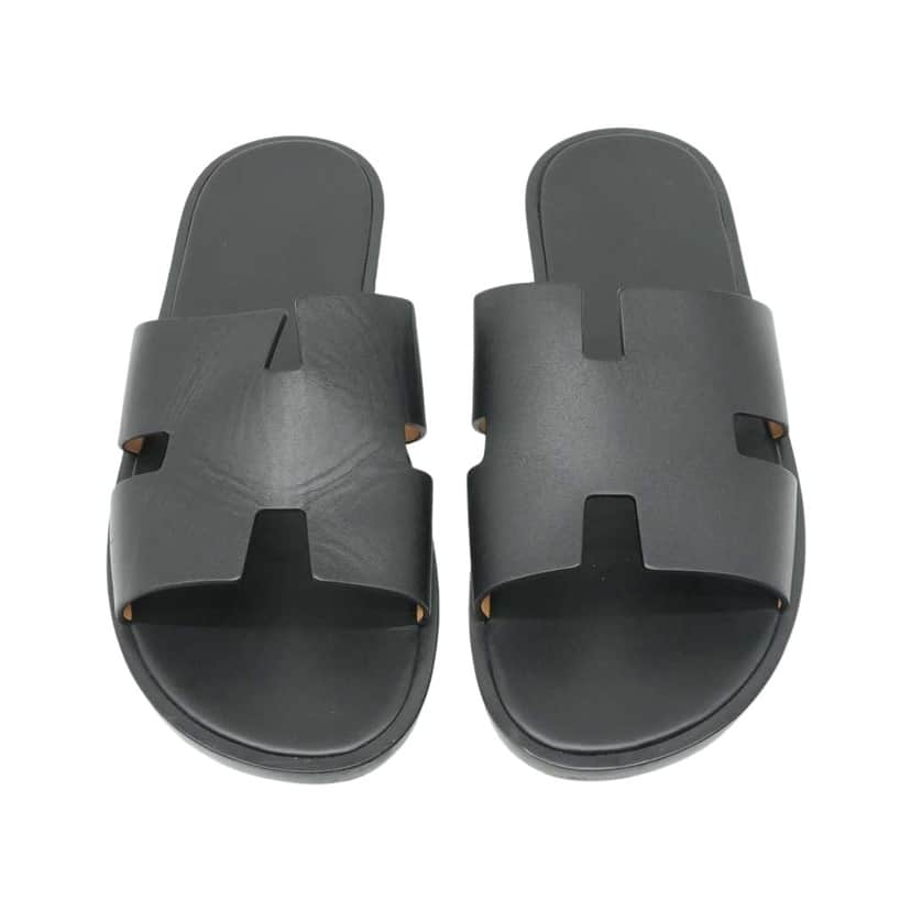 Hermès Oran Sandals Size 43 Black Black Leather Fair condition - Front View