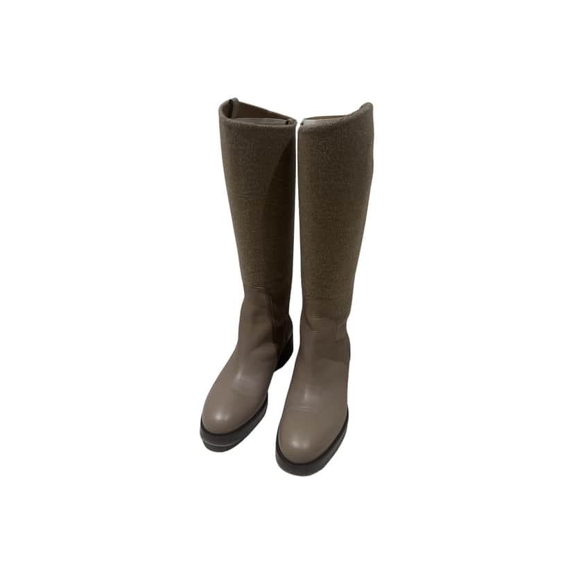 MaxMara leather wool boots Beige Leather Very good condition - Front View