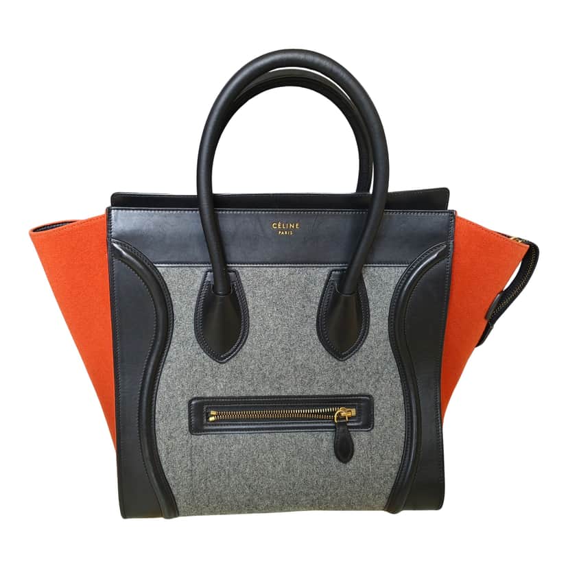 Celine Tricolor Mini Luggage Felt Black Leather Good condition - Front View