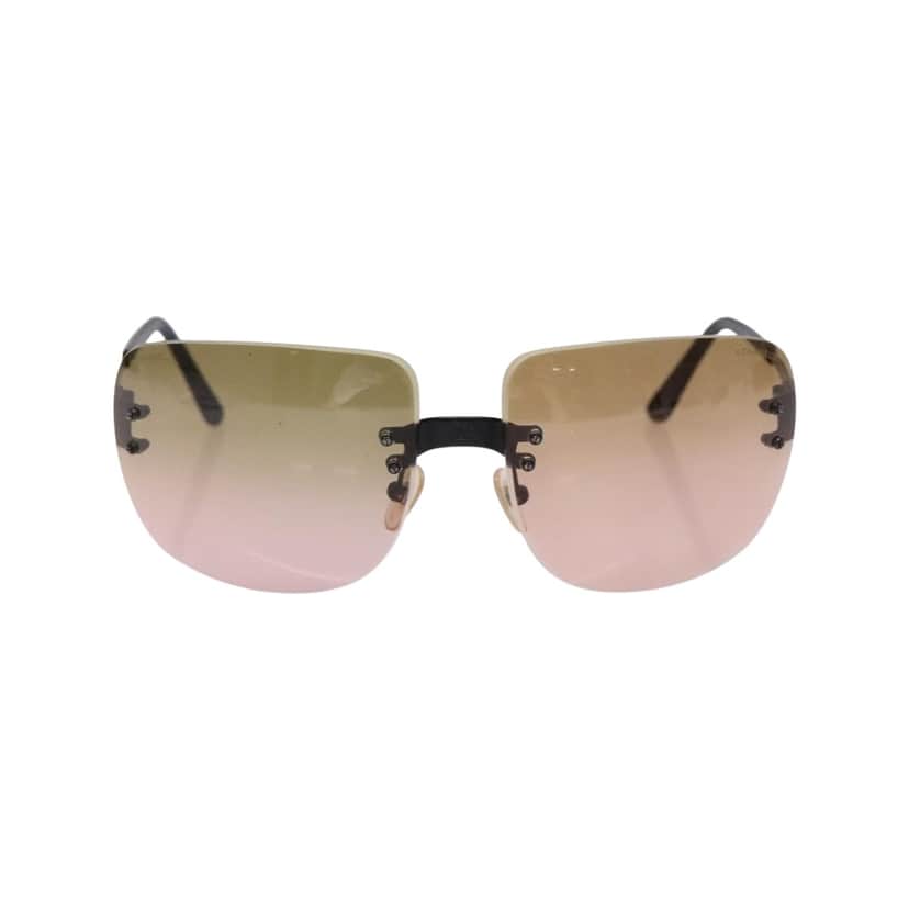Chanel CHANEL Logo Sunglasses Eye Wear Brown Plastic Good condition - Front View