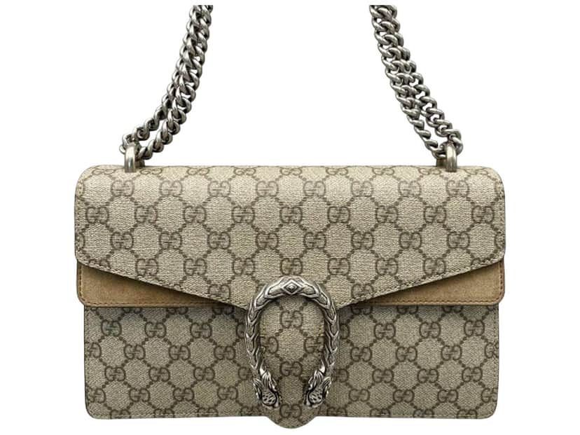 Gucci Dionysus Top Handle Chain Bag Beige Canvas Good condition - Front View