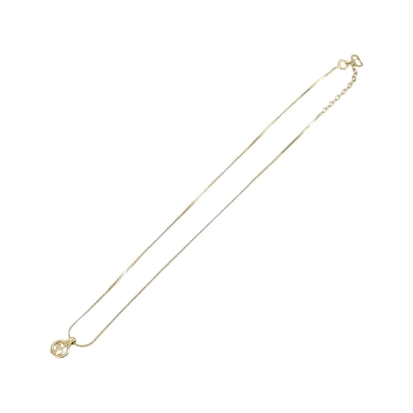 Christian Dior CD Round Pendant Necklace Gold Metal Good condition - Front View
