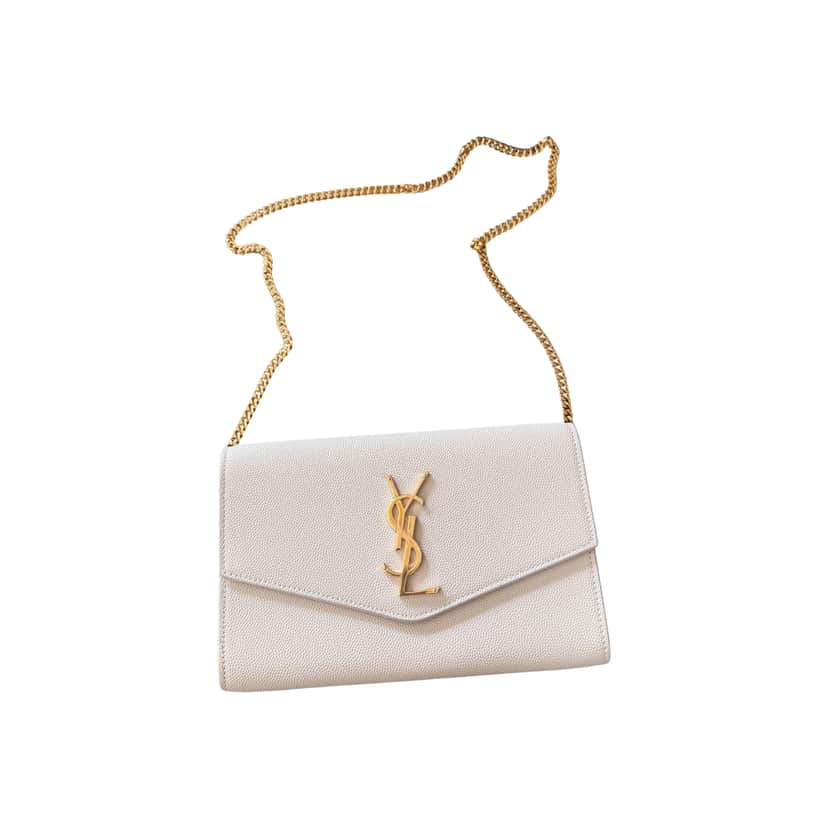Saint Laurent Uptown Chain Waller Bag White Leather Never worn - Front View
