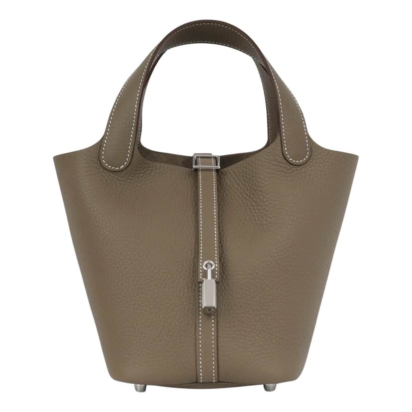 Hermès Picotin 18 Etoupe Clemence Grey Leather Good condition - Front View