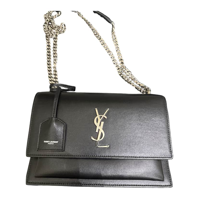 Saint Laurent Sunset medium chain bag Black Leather Very good condition - Front View