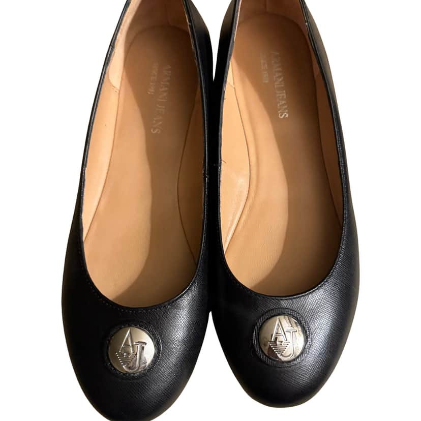Armani Jeans Ballerina Black Leather Never worn - Front View