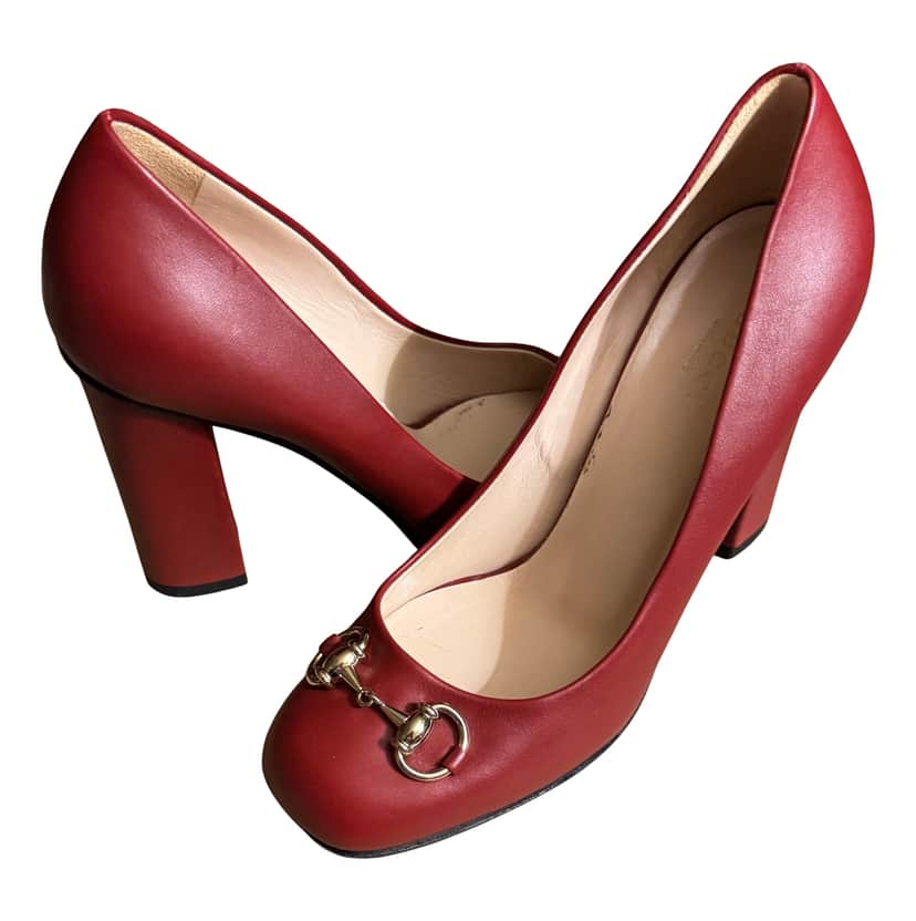Gucci Red Leather heels Burgundy Leather Very good condition - Front View