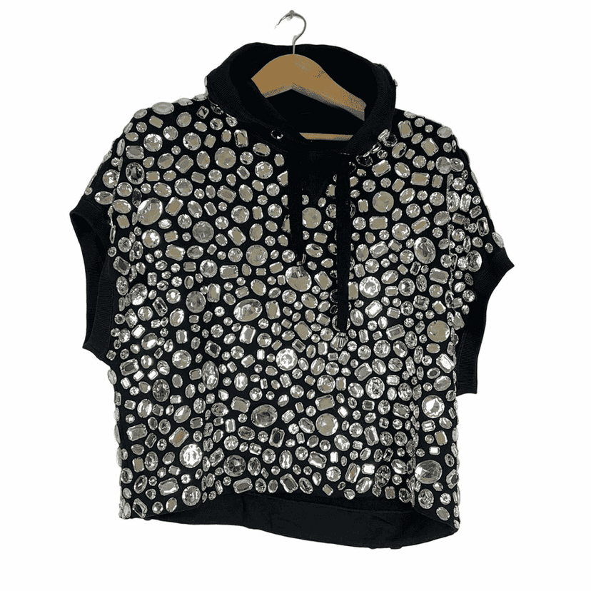 Dolce & Gabbana Embellished Hoodie Black Cotton Very good condition - Front View