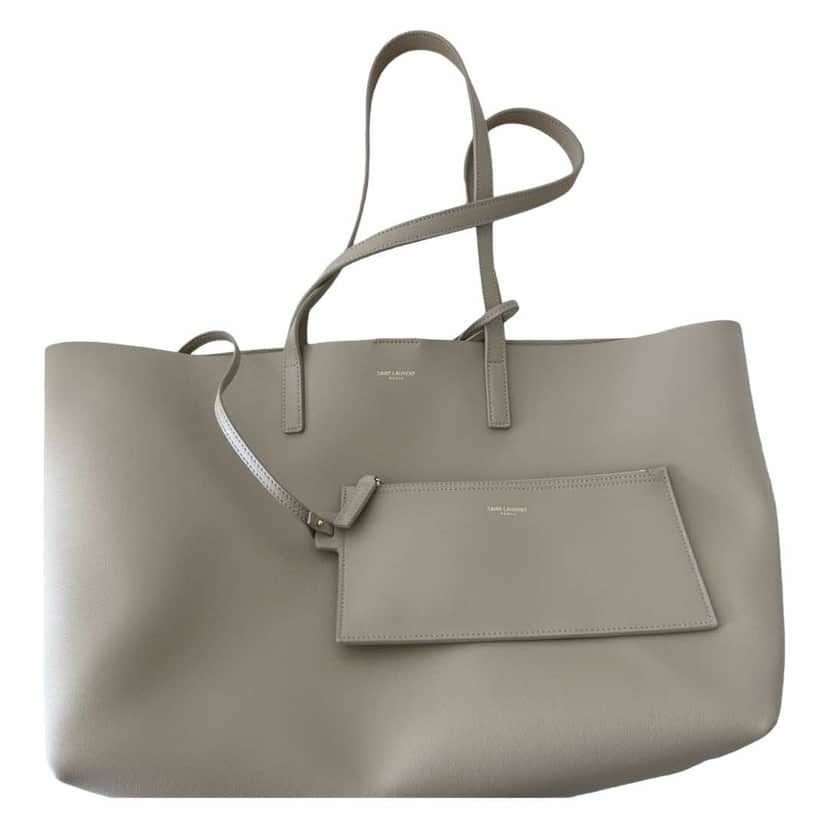 Saint Laurent Tote Beige Leather Leather Never worn - Front View