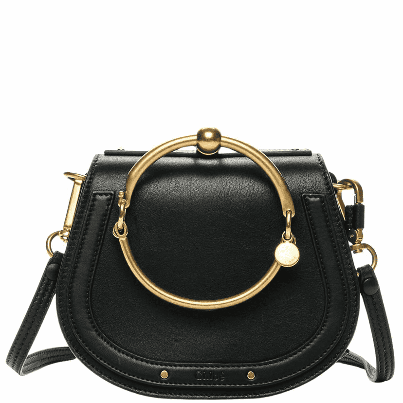 Chloé Nile shoulder bag Black Leather Gold Very good condition - Front View