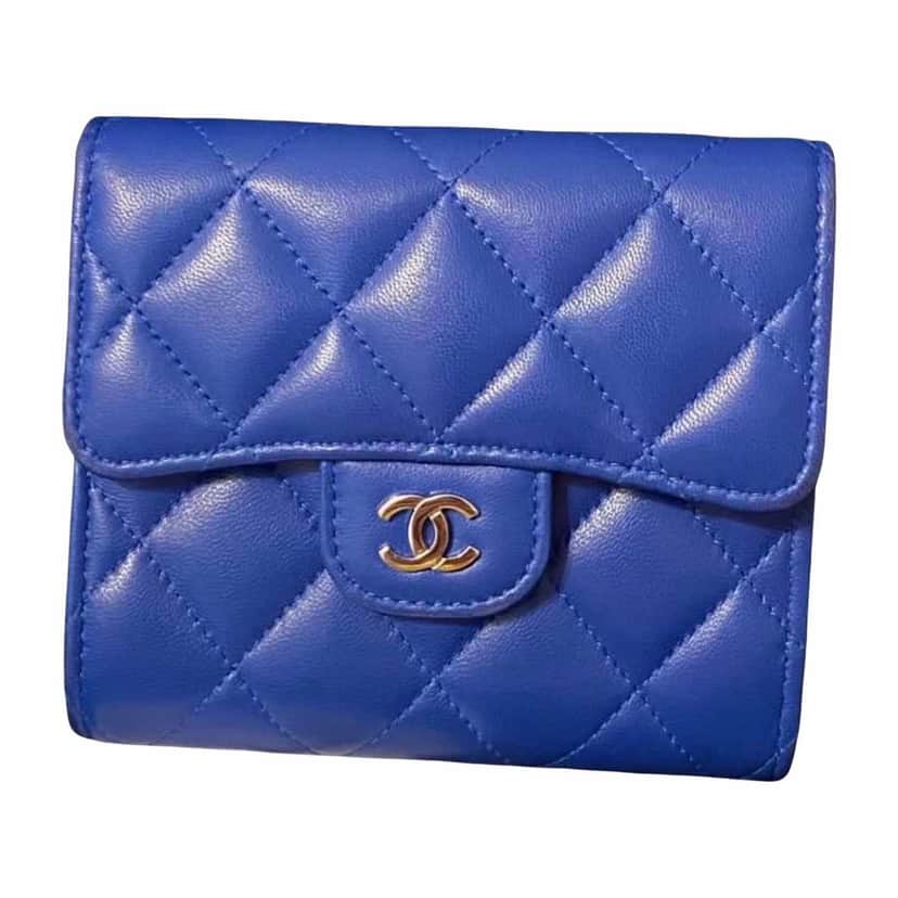 Chanel Wallet Blue Leather Good condition - Front View