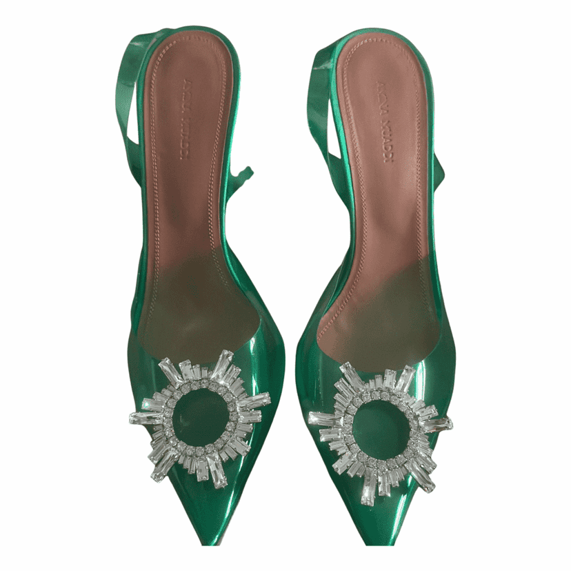 Amina Muaddi Begum Slingback Pumps Green Good condition - Front View