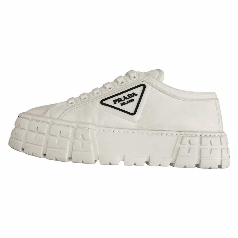 Prada Double Wheel Sneakers White Leather Very good condition - Front View