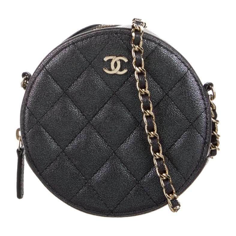 Chanel Coin Bag Black Leather Metal Good condition - Front View
