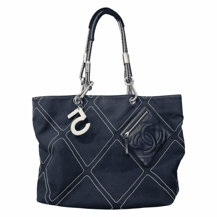 Chanel Timeless Tote Navy Denim Metal Very good condition - Front View