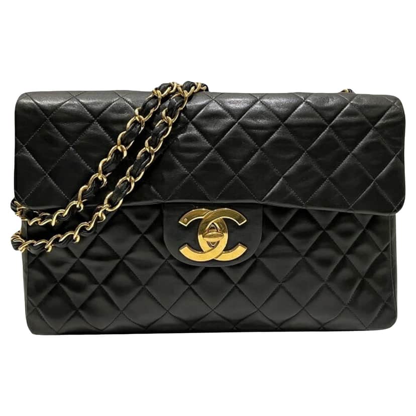 Chanel Jumbo Black Leather Good condition - Front View