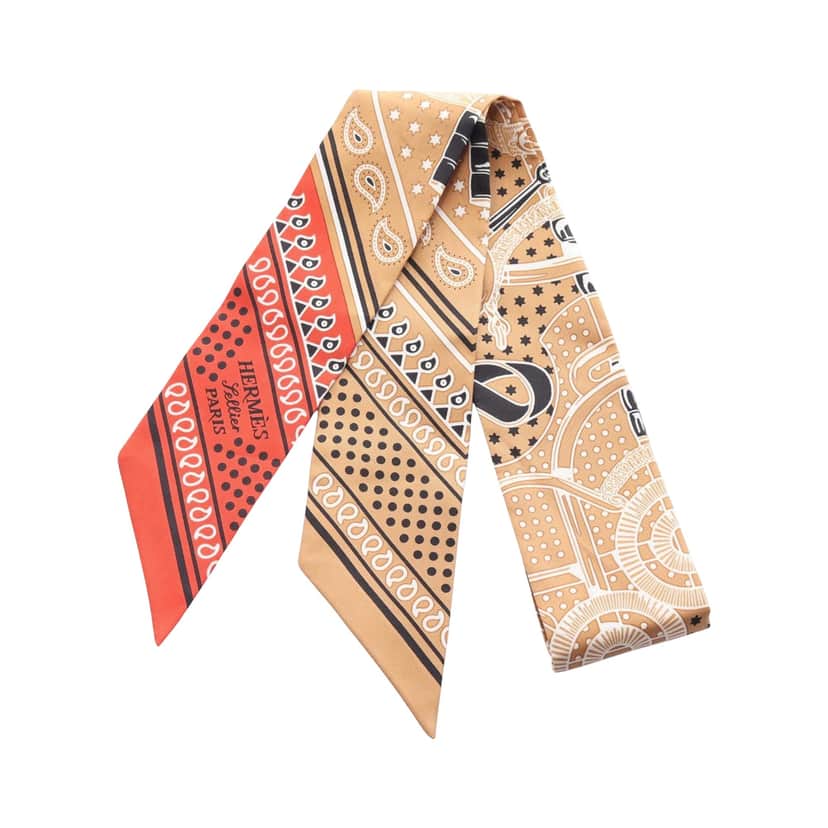 Hermès Twilly Beige Silk Never worn - Front View