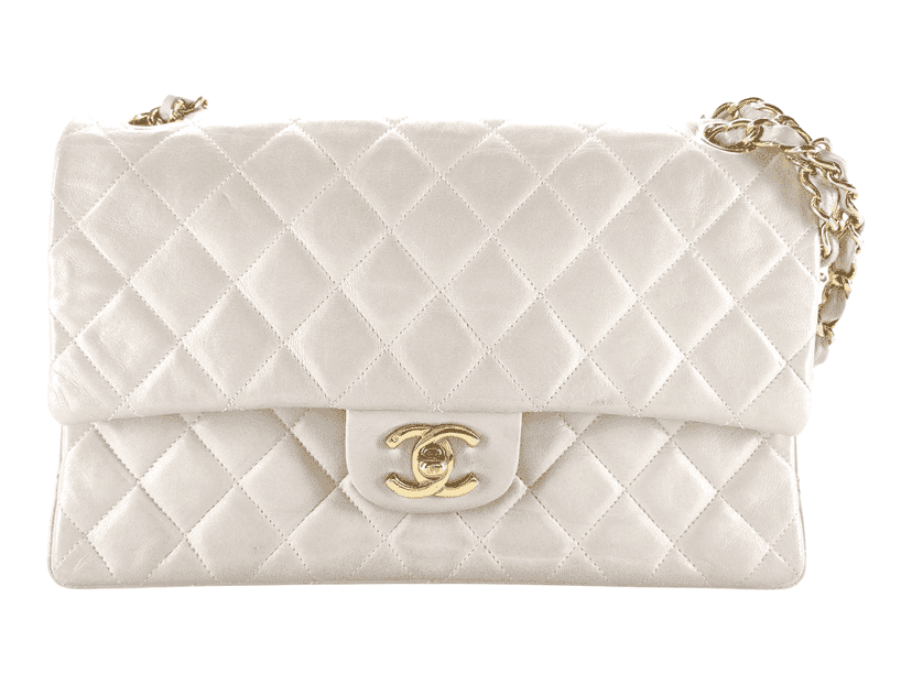 Chanel Double flap White Leather Good condition - Front View