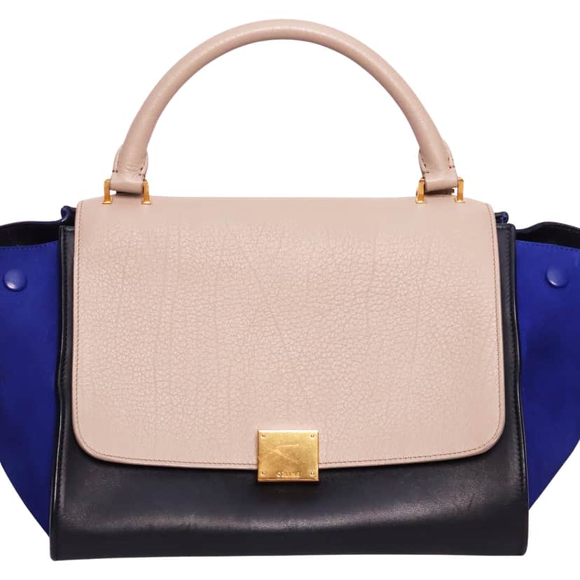 Celine Trapeze Tricolor Blue Leather Gold Very good condition - Front View