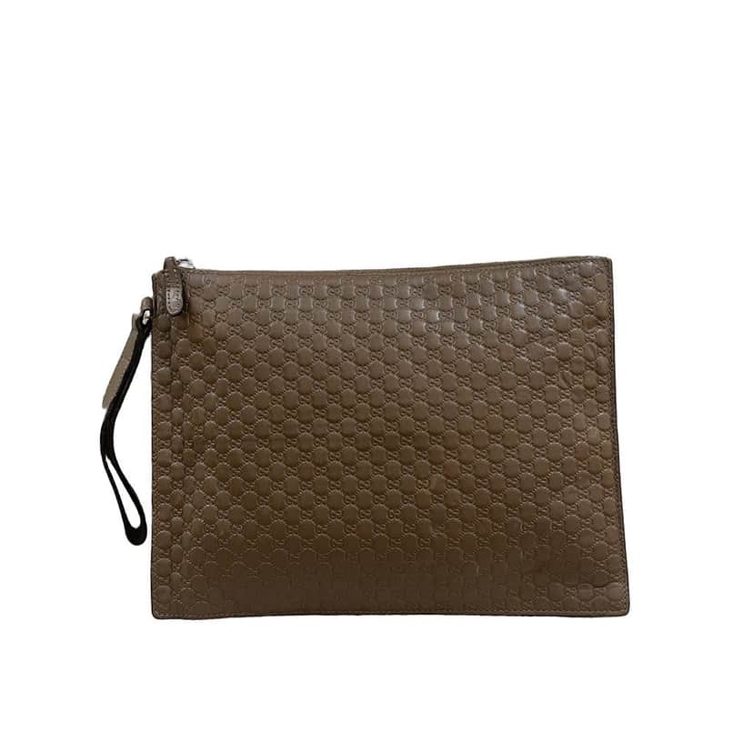 Gucci Microguccissima Brown Leather Clutch