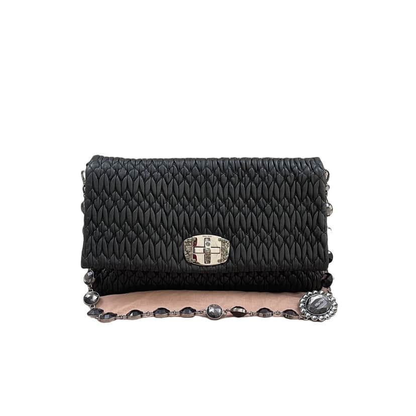 Miu Miu Matelasse Leather Crystal Bag