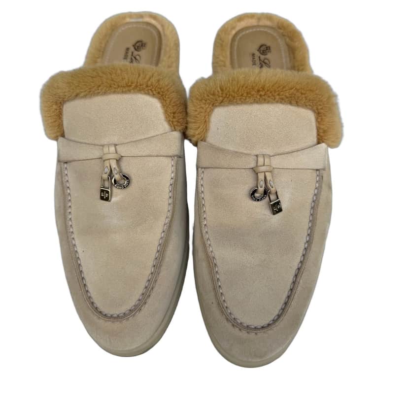 Loro Piana Summer Walk Charm Babuche Beige Suede Very good condition - Front View
