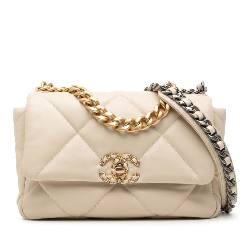 Chanel Medium Lambskin 19 Flap Brown Leather Very good condition - Front View