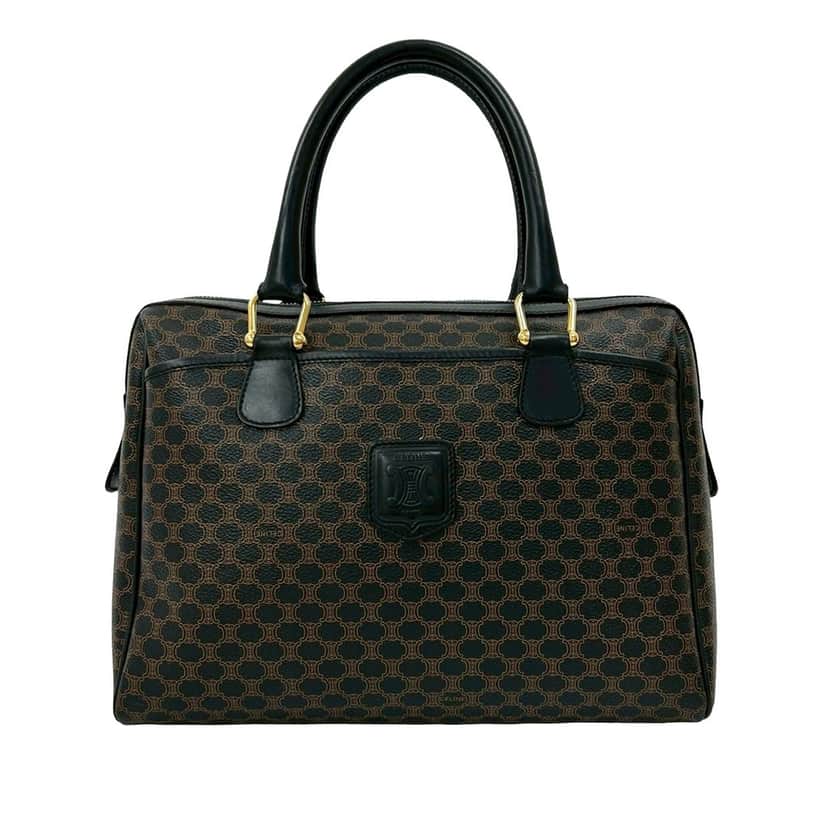 Celine Macadam Coated Canvas Handbag Brown Very good condition - Front View