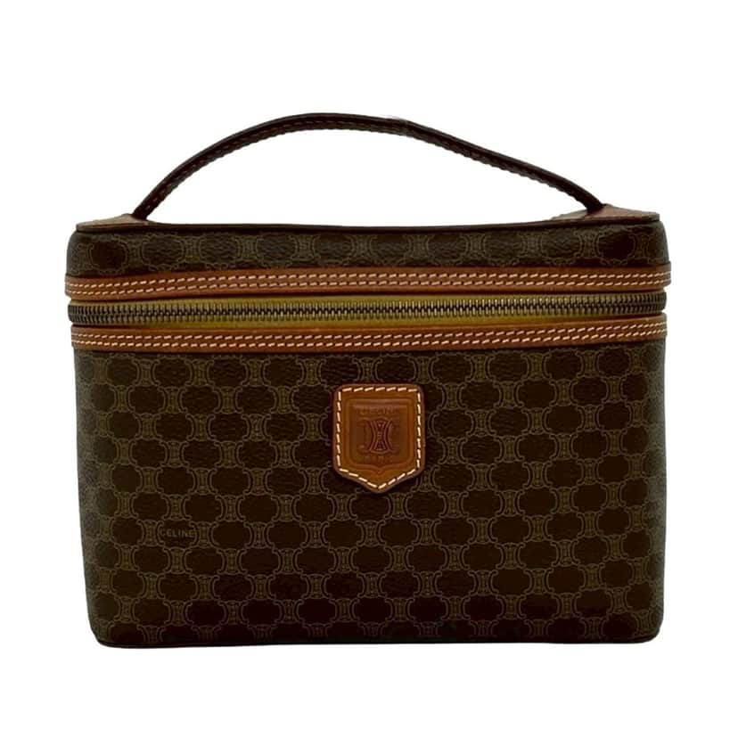 Celine Macadam Coated Canvas Vanity Bag Brown Very good condition - Front View
