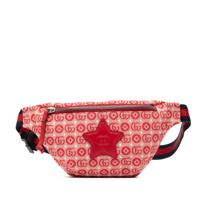 Gucci Kids GG Canvas Stars Web Belt Bag Red Very good condition - Front View