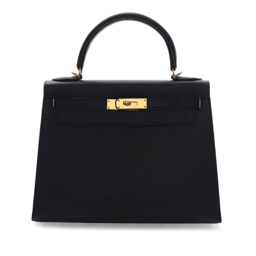 Hermès Epsom Kelly II Sellier 28 Black Leather Very good condition - Front View