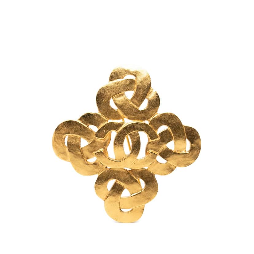 Chanel CC Gold Plated Twisted Brooch Gold Metal Very good condition - Front View