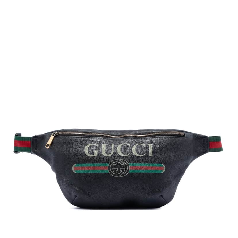 Gucci Leather Logo Web Belt Bag Black Leather Very good condition - Front View