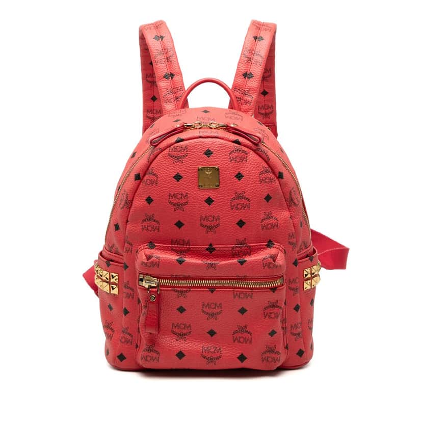 MCM Small Visetos Coated Canvas Stark Backpack Red Very good condition - Front View