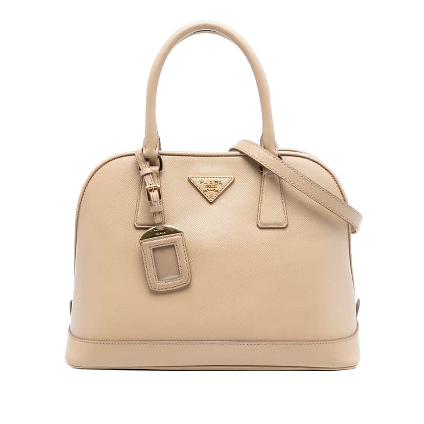 Prada Medium Saffiano Lux Open Promenade Satchel Brown Leather Very good condition - Front View