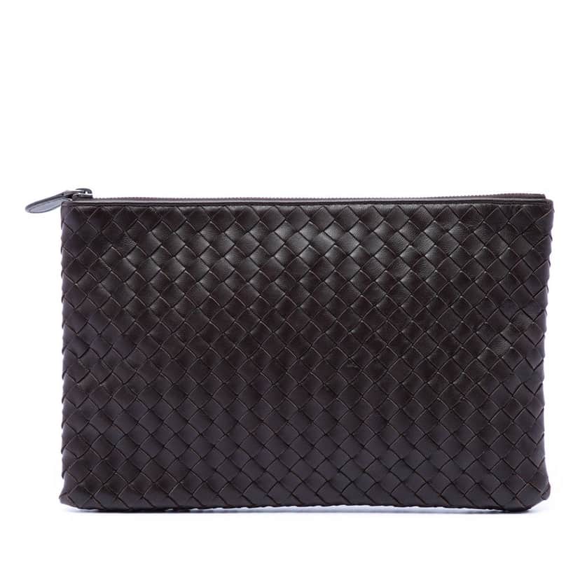 Bottega Veneta Nappa Intrecciato Clutch Brown Leather Very good condition - Front View