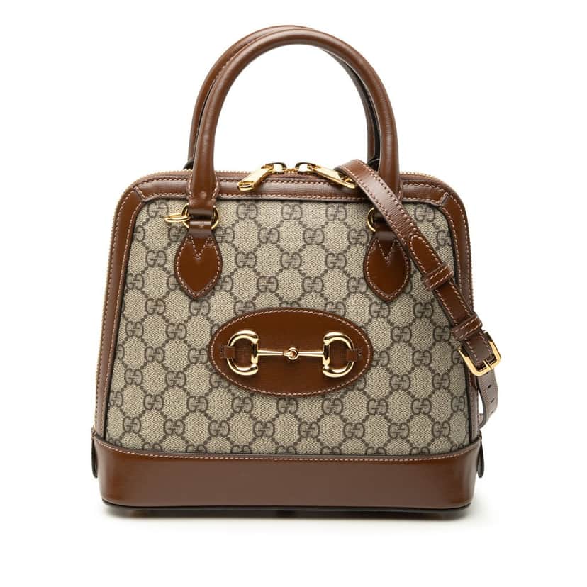 Gucci Small GG Supreme Horsebit 1955 Satchel Beige Very good condition - Front View
