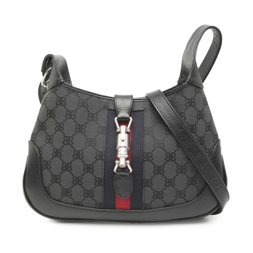 Balenciaga Gucci The Hacker Project Small BB Canvas Web Jackie 1961 Crossbody Black Very good condition - Front View