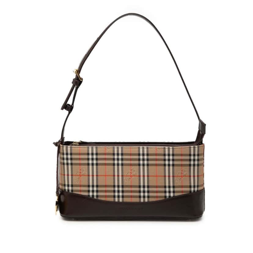Burberry Haymarket Check Canvas Shoulder Bag Beige Very good condition - Front View