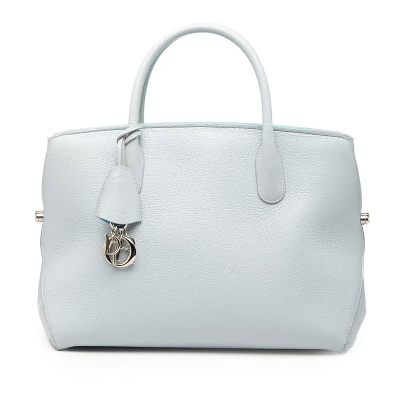 Dior Large Supple Grained Calfskin Open Bar Tote Blue Leather Very good condition - Front View