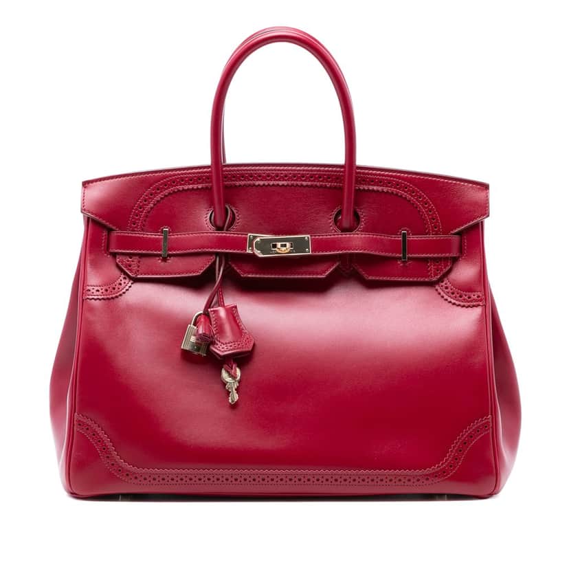 Hermès Tadelakt Ghillies Birkin Retourne 35 Red Leather Very good condition - Front View