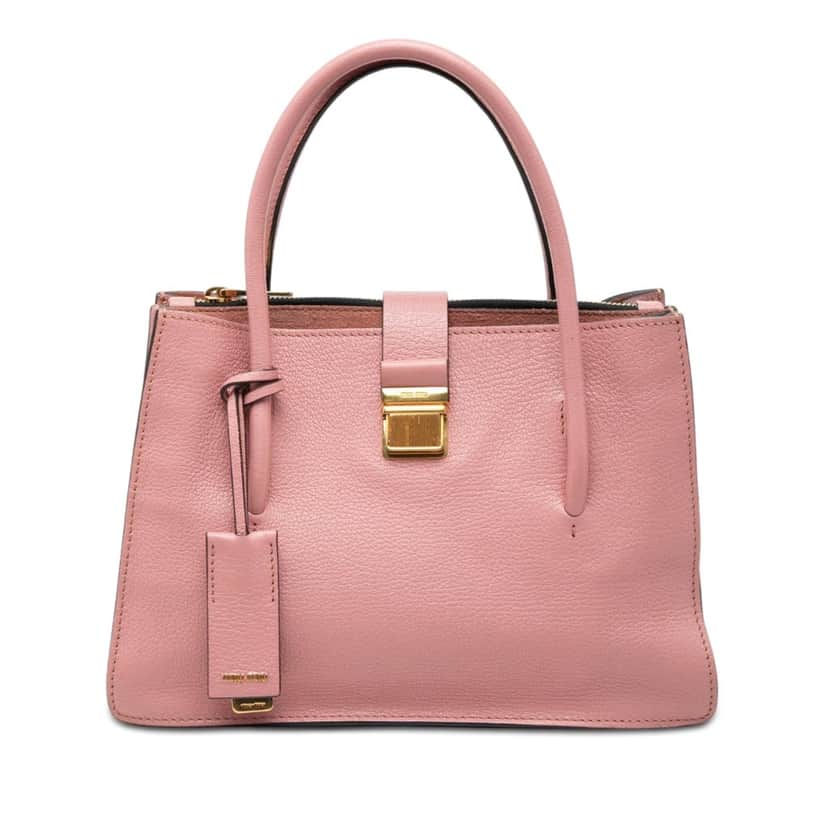 Miu Miu Goatskin Madras Handbag Pink Leather Very good condition - Front View